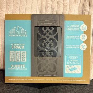 BNIB 3-pack Manor House Black Floor Registers